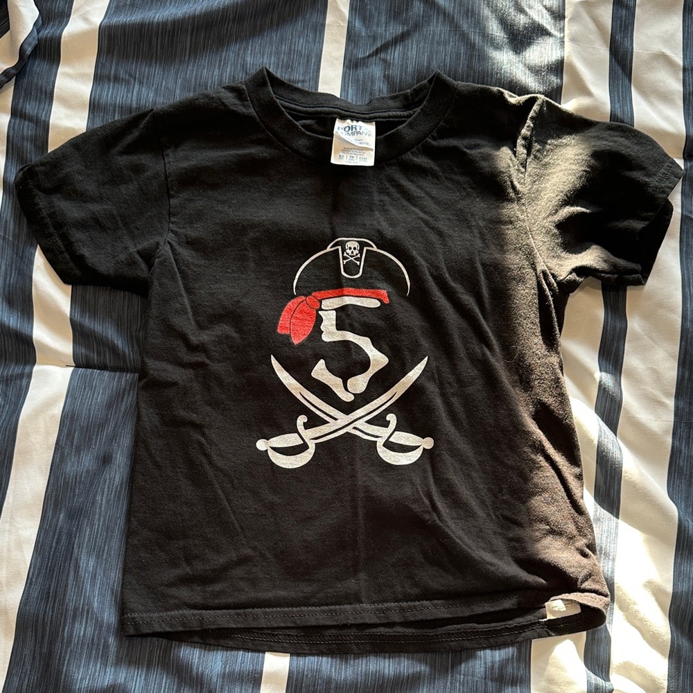 Black Pirate Kids T-Shirt 5th Birthday